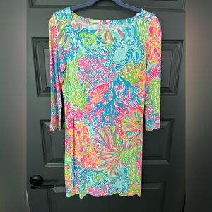 Lilly Pulitzer Sophie Dress Seaspray Blue Lovers Coral